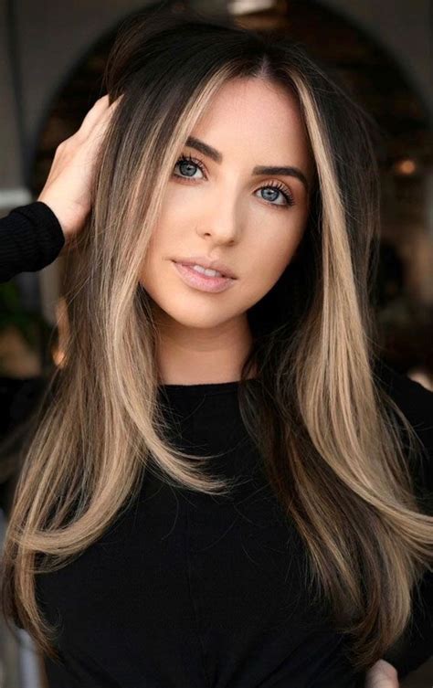 blonde face frame on dark hair|dark blonde framing highlights.